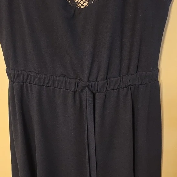 Pacific Beach Elegant Black Lace Top Swim Coverup w/Tie Up Detail - Picture 4 of 10